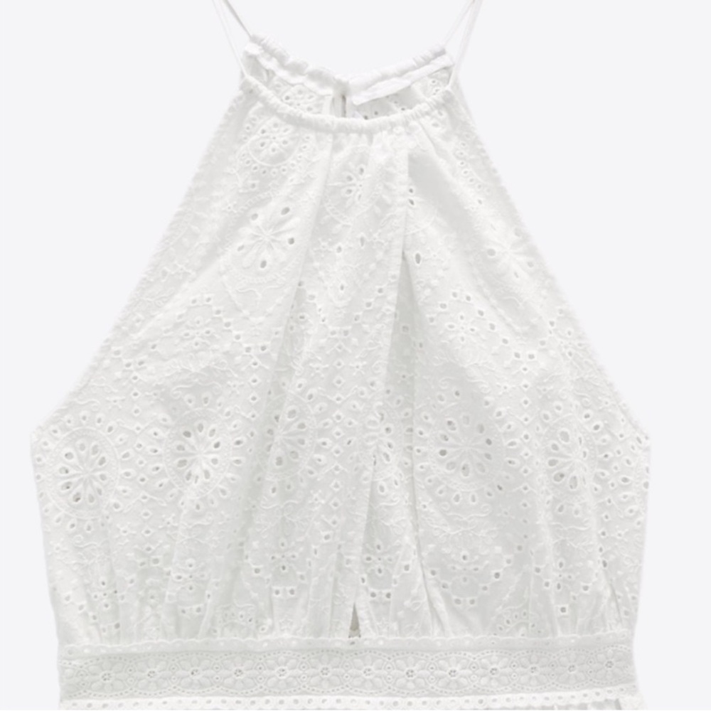 Zara NWT OPEN EMBROIDERED CROCHET DRESS, S, White - Picture 5 of 8